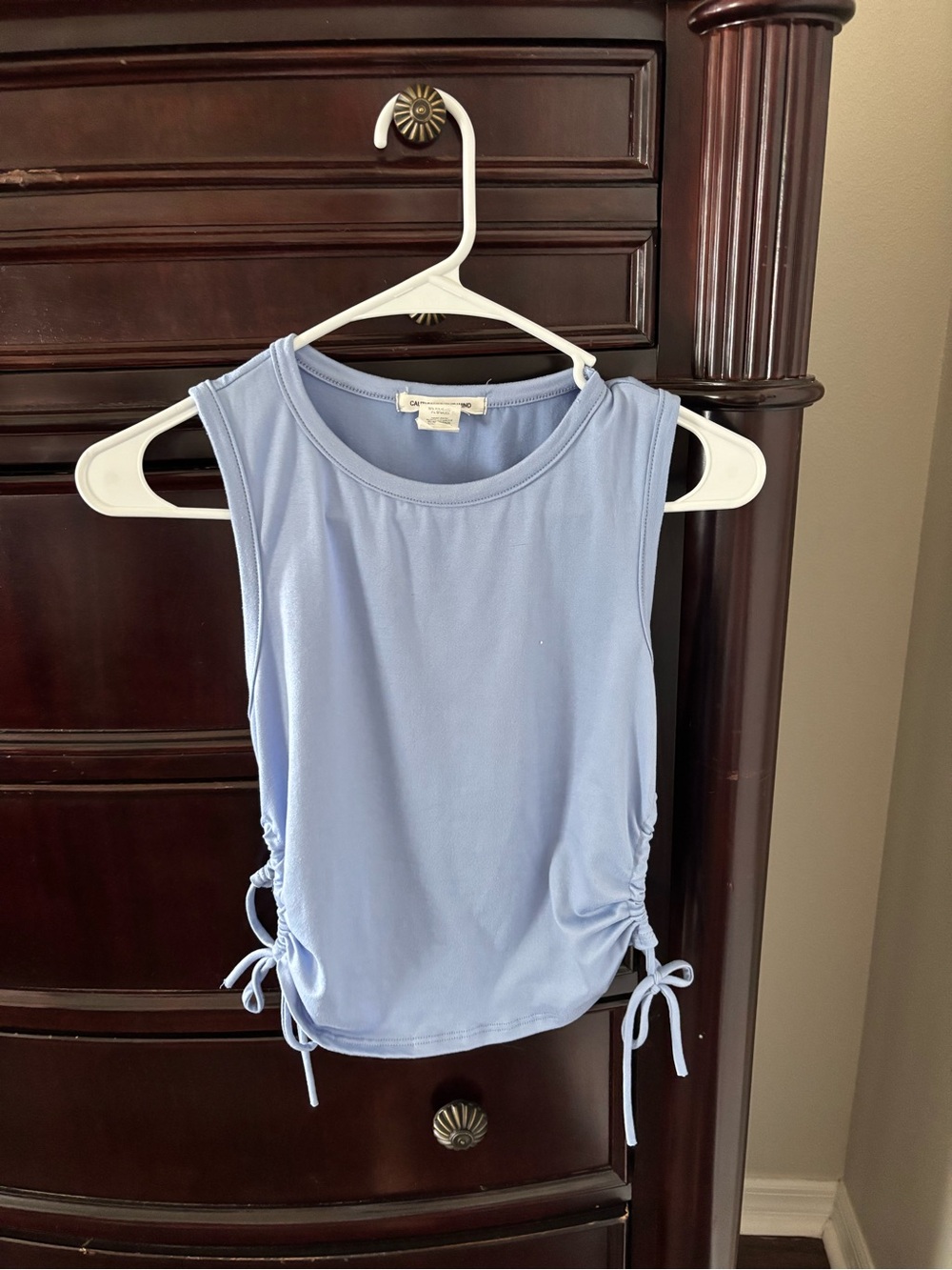 Caution To The Wind Light Blue Side-Drawstring Tank Top